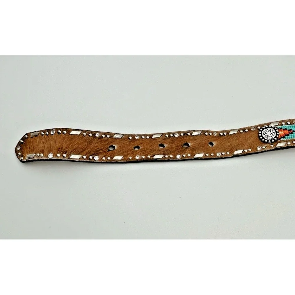 Ariat Western Belt Girls Unisex 22 Native Beaded Cow Hair Leather A1302602 27
